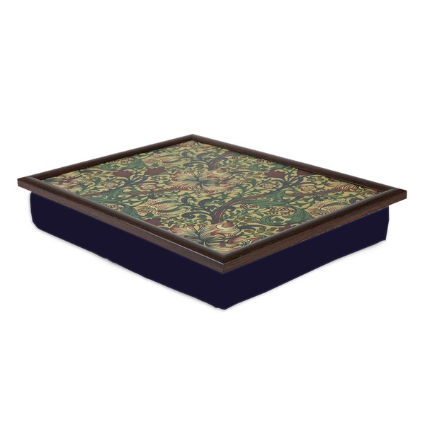 Blue Badge Co William Morris Lap Tray with Bean Bag Cushion, Padded Lap Tray for Dinner with TV or Breakfast in Bed, Laptop Holder, Wood Frame with Wipe-Clean Surface, Molds to Your Lap, 700 g