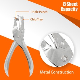 Hole Punch 1 Count, Single Hole Punch Silver Color Hole Puncher, Paper Punch
