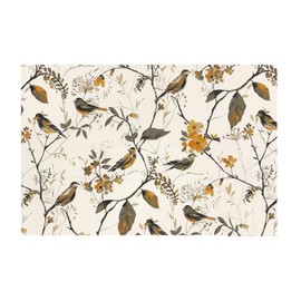 LINENWALAS 100% Cotton Canvas Decorative Table Placemats 14x19 Inches, Dining Table Placemats Set of 6, Modern Mats for Heat Resistant and washable (Birdie Bliss)