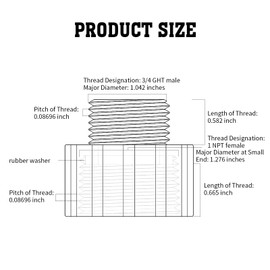 YOSUPV 1 NPT Female to 3/4-inch GHT Male Adapter, Constructed from Glass Fiber Reinforced Polypropylene, Designed for Connecting Threaded Pipe to Garden Hose.