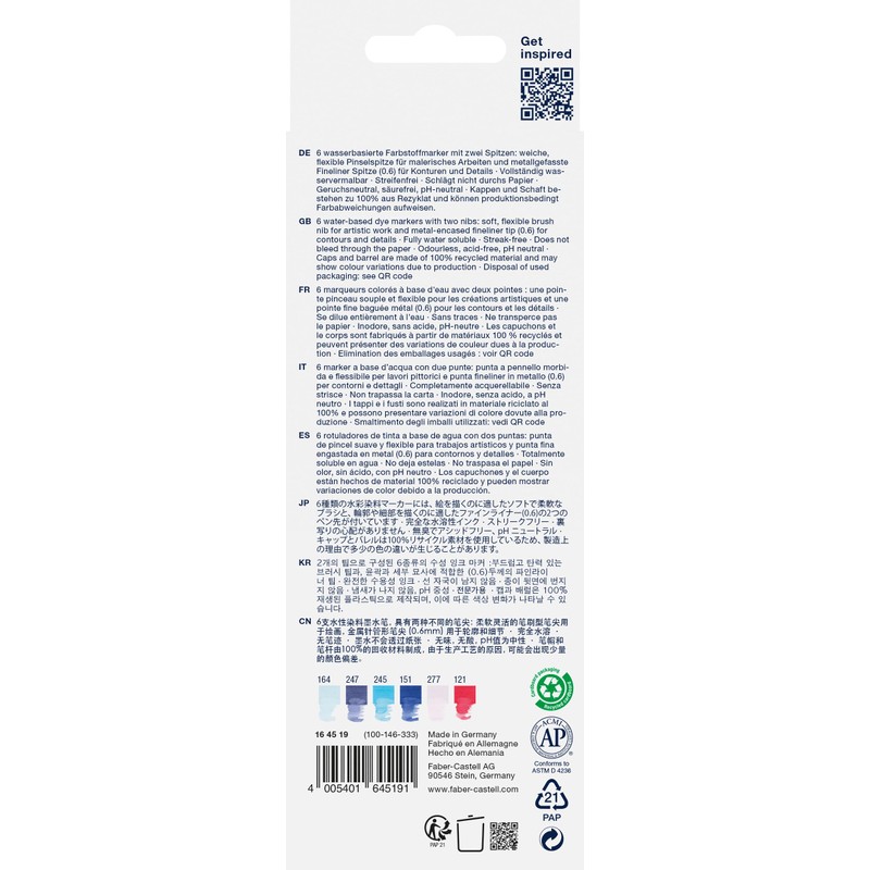 Faber Castell Goldfaber Aqua 164519 Dual Marker, Sea, with Brush