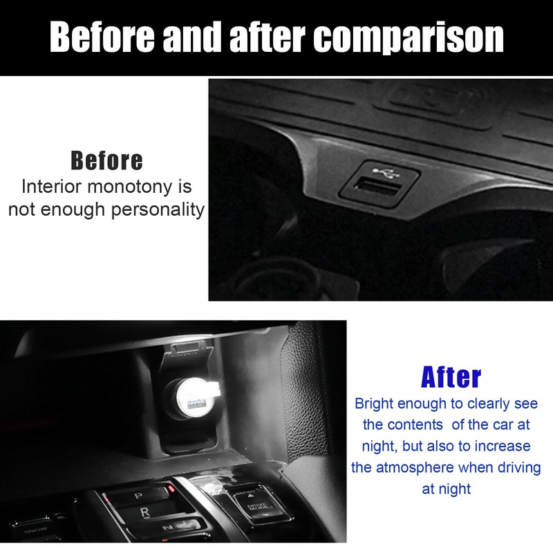 Sylvil 2 PCS USB LED Car Interior Atmosphere Lamp, Portable