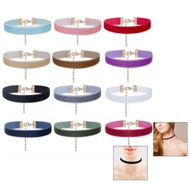 LHKJ Choker Necklace Velvet Choker Women 12 Pieces Gothic Necklace Velvet Choker Collars Necklace Jewelry Set