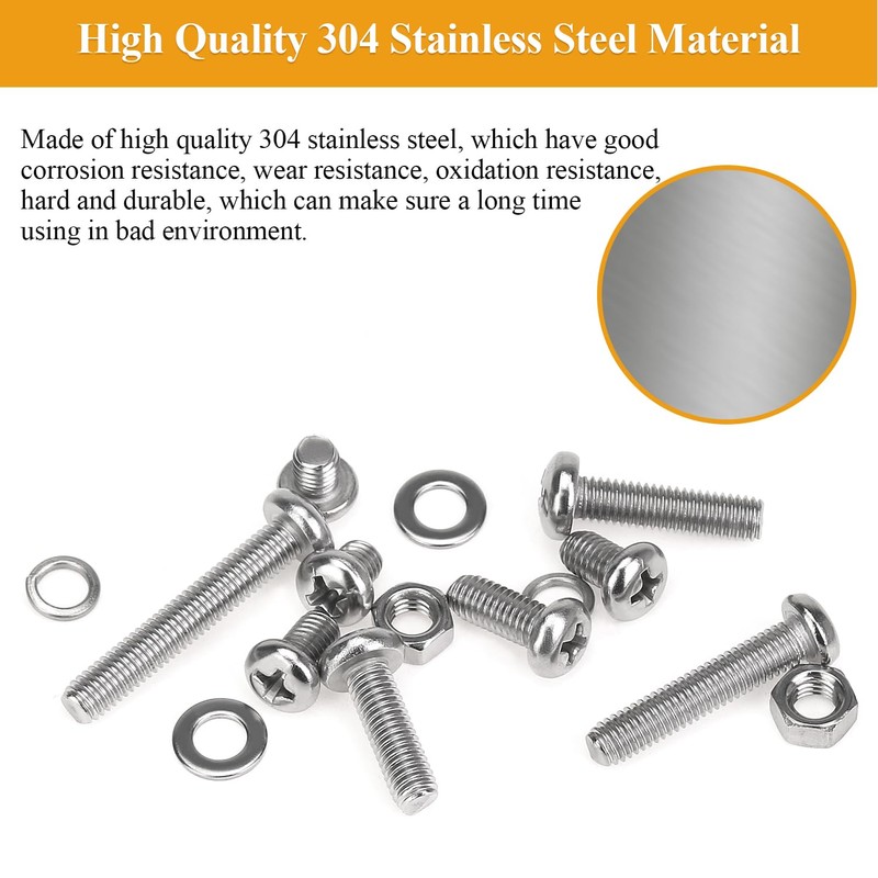 55 Pieces M5 x 10mm Machine Screws, Thread Pitch 0.8mm,