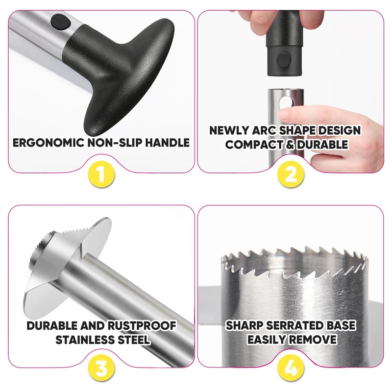 Pineapple Corer, [Upgraded, Reinforced, Thicker Blade] Newness Premium Pineapple Corer