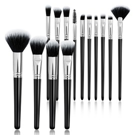 Makeup Brush Set, Premium Synthetic 14 Pcs Makeup Brushes, Travel Makeup Brush Set for Foundation, Concealer, Blush and Eyeshadow Brush(Black)