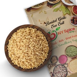NY Spice Shop Roasted Garlic Sea Salt - 8 Ounce Naturally Flavored - Sea Salt Seasoning - Fresh Culinary Blend For Seafood Seasoning