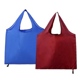 FAVORTALK Fold Away Shopping Bags Waterproof Washable - 2 Pcs Large Shopper Bag for Women Ladies Lightweight Reusable Eco Groceries Bag for Travel Storage - D24711