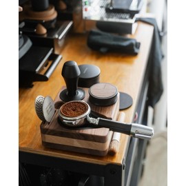 Normcore Tamping Station, Natural Walnut Espresso Tamping Mat, Wooden Compact Coffee Tool Organizer for 58mm Portafilter, Tamper, Distributor, Puck Screen and Portafilter, Genuine American Walnut Wood