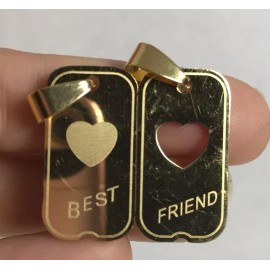 No Brand Best Friend 2 Pc Split Pendant for Necklace (Gold)