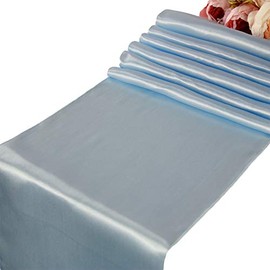 WELMATCH Caminos de mesa de satén azul claro, 5 unidades, decoración de banquetes de boda, fiesta, eventos, (azul claro, 5)