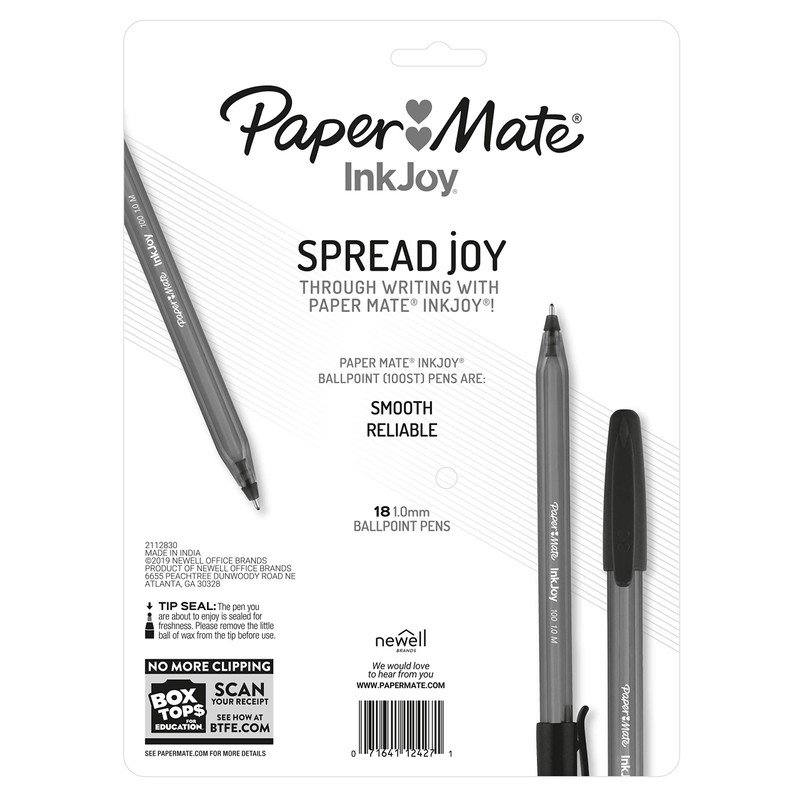 Paper Mate InkJoy 100ST Ballpoint Pens, Medium Point, 1.0mm, Black,