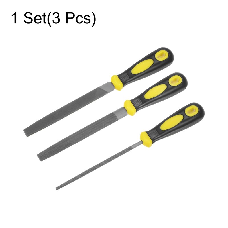 sourcing map 3pcs Metal File Set 6" High Carbon Steel