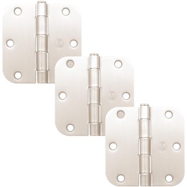 Stone Harbor Hardware 3-1/2" Door Hinges, 5/8" Radius Corner, Satin Nickel, 3-Pack