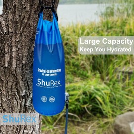 Shurex Gravity-Fed Water Bag for Sawyer Survival Water Filter Straw, 1.5 Gal Large Gravity Water Bladder Compatible with LifeStraw and Other Water Filter Straw, Foldable, BPA-Free (6L)