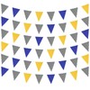 Zwiebeco 39Ft Blue Yellow Plaid Checkered Fabric Bunting Banner Triangle Flags Party Decorations Hanging Cotton Garland Pennant for Engagement Wedding Birthday Graduation Outdoor Garden Decor Supplies