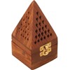 Traditional Handmade Wooden Incense Cone Burner | 4-Inch Temple Style