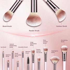 SOYOK Makeup Brush Set, Premium Synthetic 14 Pcs Makeup Brushes, Travel Makeup Brush Set for Foundation, Concealer, Blush and Eyeshadow Brush(Pink)