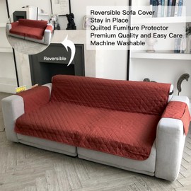 YuppieLife Reversible Sofa Slipcover/Couch Cover/Durable Non Slip Furniture Protector Cover for Pets Dog Kids (Fit seat Width 66in)(Red)