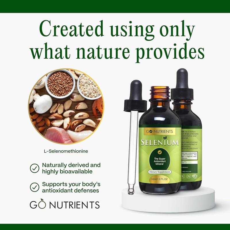 Go Nutrients Selenium Liquid Drops ??? 200mcg Selenomethionine for Men