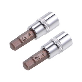 sourcing map 2pcs 1/4" Drive x H6 (6mm) Hex Bit Socket, S2 Steel Bits CR-V Sockets 38mm Length Use with Ratchet Wrench, Slide Bar, Extension Rod