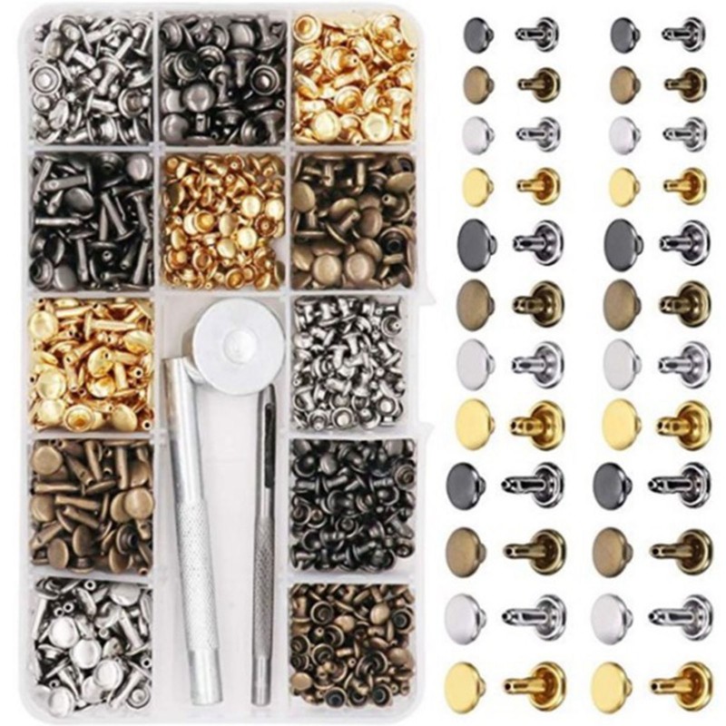 Double Sided Rivet Set Metal Studs Binding Studs Screws Assortment