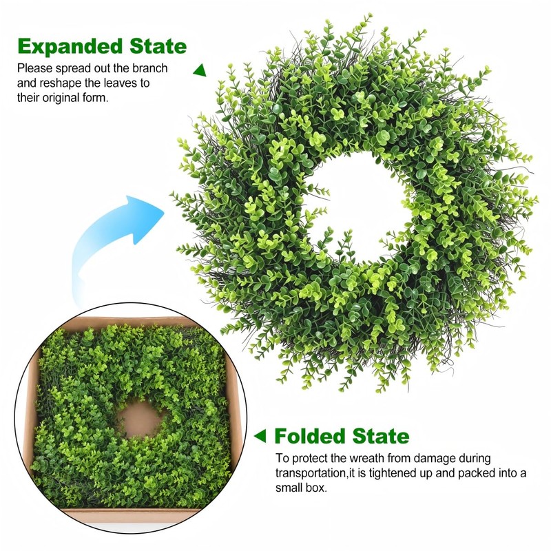 26” Boxwood Wreaths for Front Door Summer Wreaths for Front