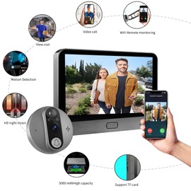 Cawhun ​​Peephole Camera​​ WiFi Doorbell with 4.3" LCD ​​Smart Door Viewer​​ – 1080P | 120° View, Night Vision, Motion Alerts & 2-Way Talk | ​​Security Door Viewer​​ for Homes/Apts via Smart Life App