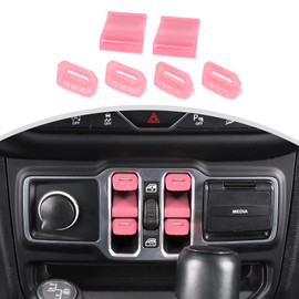 CheroCar for Jeep JL Window Switch Button Cover Trim Interior Accessories for Jeep Wrangler JL JLU Gladiator JT 2018+,6Pcs,Pink…