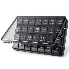 Lifewit Pastillero Mensual, Organizador de Pastillas de 28 Días, Pastilleros de 4 Semanas y un Mes, Organizadores de Medicamentos con Compartimentos Amplios para Vitaminas, Aceites