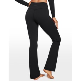 INGIA High Waist Mini Flared Leggings for Women 31" Bootcut Tummy Control Casual Lounge Yoga Pants Black Large