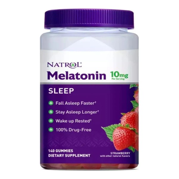 Melatonina Natrol 10mg Descanso 140 Gomitas Americano Sabor Fresa