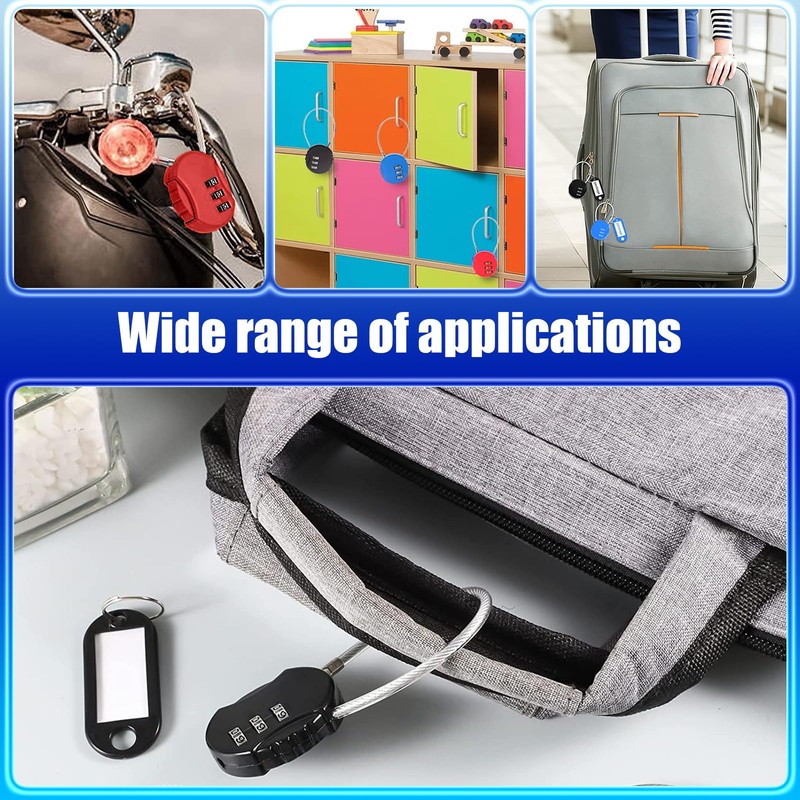 Mini Code Lock, 4 Pcs Wire Rope Lock, Wire Rope