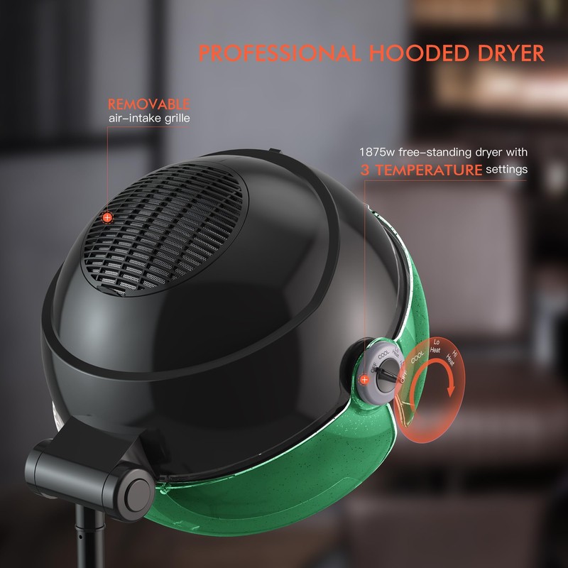 TASALON Professional Ionic Hooded 1875W Hair Dryer with 3 Temperature