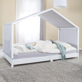 roba Cover for Montessori House Beds 90 x 200 cm - Matching Accessories for Converting into Canopy Bed - Includes 3 Storage Bags & Skylight - Light Grey