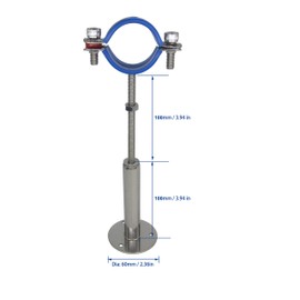 Stainless Steel Wall Mount Ceiling Mount Pipe Supports, Adjustable Pipe Bracket Clamp Pipe Straps for Dia 1-1/2 inch Pipe Tube Extended Type, Set of 2