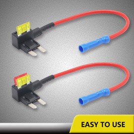 Recoil FT2-10 10 Pack 12V Car Add-a-Circuit Fuse Tap Adapter Mini ATS Blade Fuse Holder with 10pcs 10A, 20A Fuses