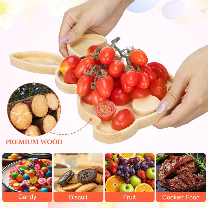 DEARMAMY Rabbit Shaped Charcuterie Board Wood Bunny Cutting Tray Cheese