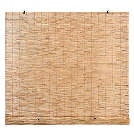 FOREVER BAMBOO Light-Filtering Cordless Bamboo Reed Blinds Shades for Windows Manual Roman Blind Roll-Up Shades Natural 48 in W x 72 in H (Pack of 2)