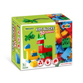 Wader 41294 Kids Blocks Building Blocks, Approx. 50 Pieces, in Various Shapes and Colourful Colours, Includes Attractive and Practical Box with Handle, Approx. 30 x 12 x 25 cm, from 12 Months, Ideal