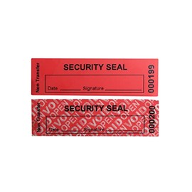 100pcs Non Transfer Tamper Evident Security Warranty "VoidOpen" Labels/ Stickers/ Seals for Reusable Package and Expensive Surface (Red, 1 x 3.35 inches, Serial Numbers - TamperSTOP)