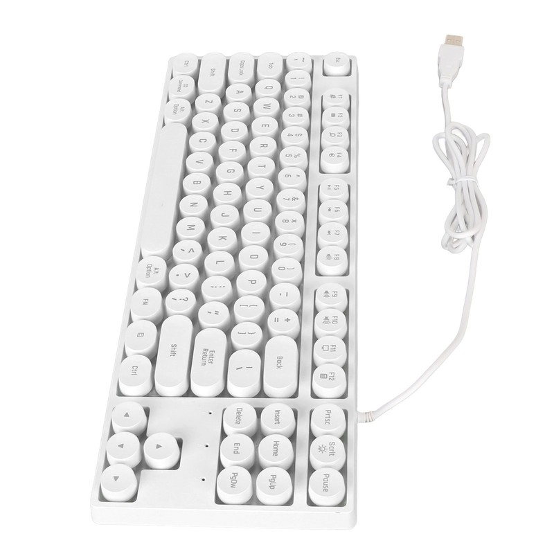 Gaming Keyboard USB Round 87 Keys Colorful Backlit Ergonomic Mechanical