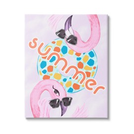 Stupell Industries Pink Summer Flamingos Pool Float Tropical Sunglasses, Design by Ziwei Li, 36 x 48, Gallery Wrapped Canvas