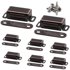 Magnetic Door Catch, Heavy Duty Latch for Cabinets Shutter Closet Furniture Door, Stainless Steel Cabinet Catch, Oil Rubbed Bronze (8Pack)
