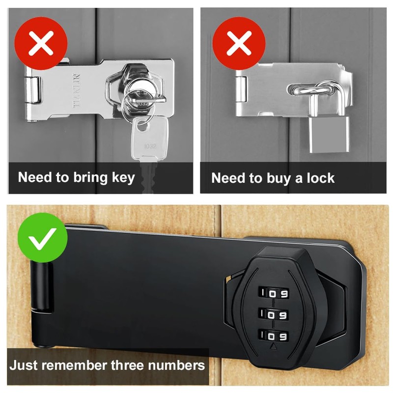 2Pcs Cabinet Password Rotary Hasp Locks,4 Inch Keyless Combination Lock