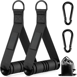 Heavy Duty Exercise Handles, Gym Handles for Cable Machine Attachment, Grip Gym Equipment, Resistance Bands, and Weight Lifting (Set of 2) - Color: Black Red