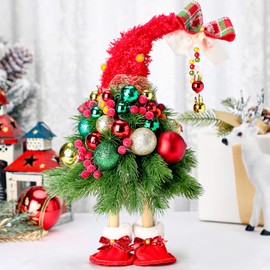 Thyle 16 Inches Christmas Tree Gnome Figurines Table Decor Small Christmas Dwarf Handmade Gnomes Tree Decorations for Desktop Tabletop Indoor Home Christmas Ornaments