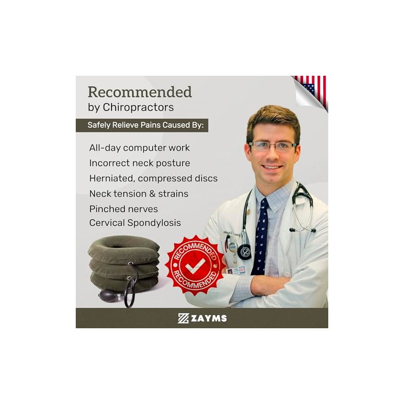 Collarín Cervical Inflable Ajustable Con Tracción Cervical, Extensor Cervical De