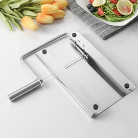 CHICIRIS Cortador de Queso y Rebanador, 8.3 X 5.1 in Rebanador de Queso con Alambre, Cortador de Queso de Acero Inoxidable con Tabla de Cortar Queso de Bloque de Alambre, para requesón, queso