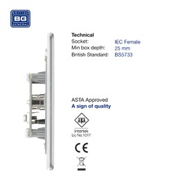 BG Electrical Screwless Flat Plate Single Co-Axial Socket